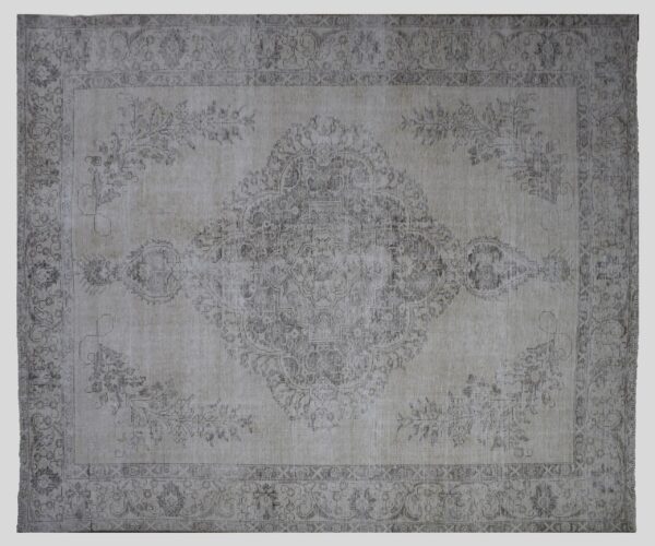 10 x 13 Handmade Stone White Ice Wash Oushak Antique wool area rug Turkish carpet TWW1166